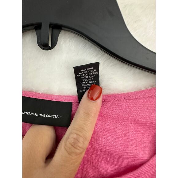 INC Pink Ombre 100% Linen Top 12 M L Beachy Pleated Back - Picture 6 of 8